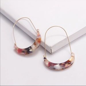Anthropologie Crescent Hoop Resin Earrings